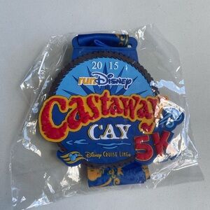 Disney Castaway Cay 5K Medal with Red and Blue Accents